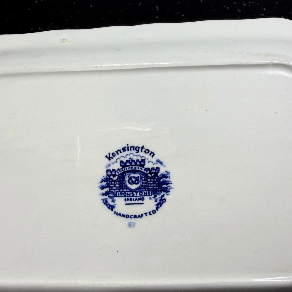 Kensington Staffordshire Ironstone Blue Onion Butter Dish Handcrafted England